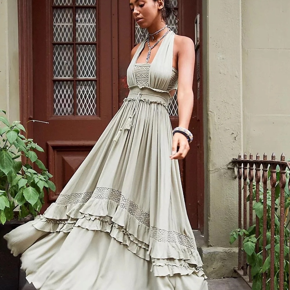 Free People Santa Maria maxi dress Water Green Color